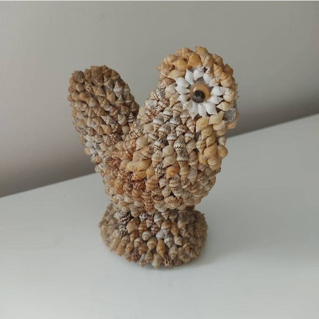 Rétro Poule en Coquillage Vintage