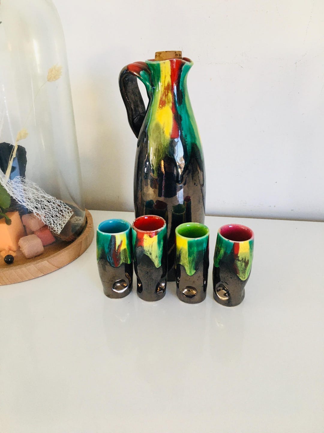 ヴァロリス リキュール セット – ジョッキとタンブラー 4 個 – 多色