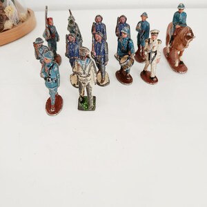 Lot of 13 Antique French Lead Soldiers + Military Cavalryman | Hand-Painted Vintage Military Figurines | French Collection 1930-1950