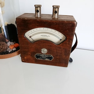Antique Weston Model 155 Ammeter – Early 1900s Electrical Instrument – Industrial Scientific Gauge – Steampunk Decor – Rare Wood Box Ampere