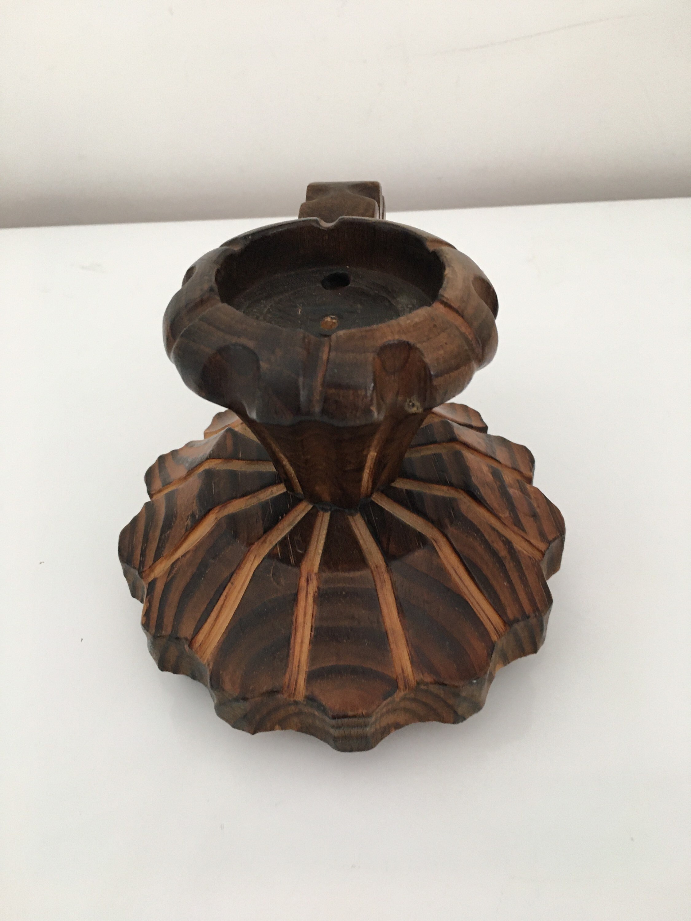 Old Candle Holder / Vintage Wooden Hand Candle Holder Etsy