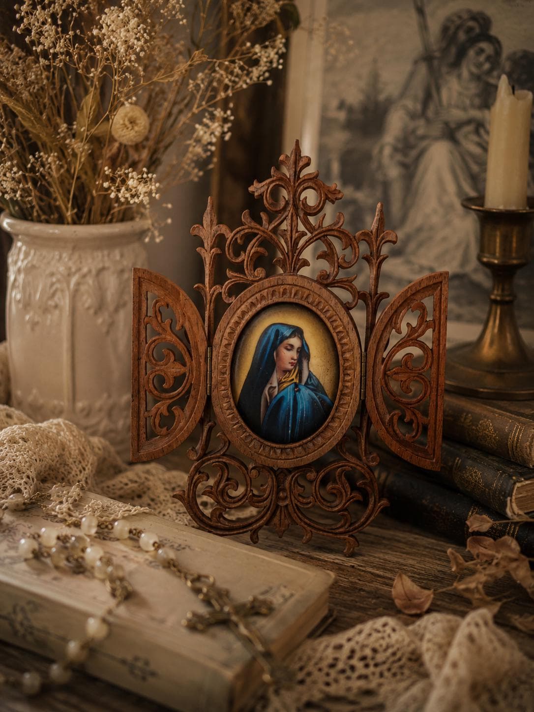 Antique wood carved virgin mary statue - Etsy 日本