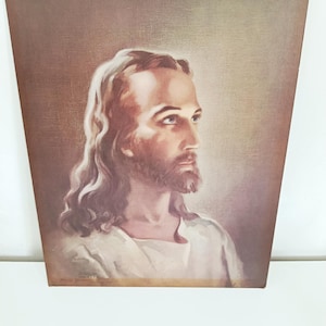 Ancienne impression/lithographie de Jésus Christ /Warner Sallman 1940/édition Kriebel&Bates 1941 sur carton