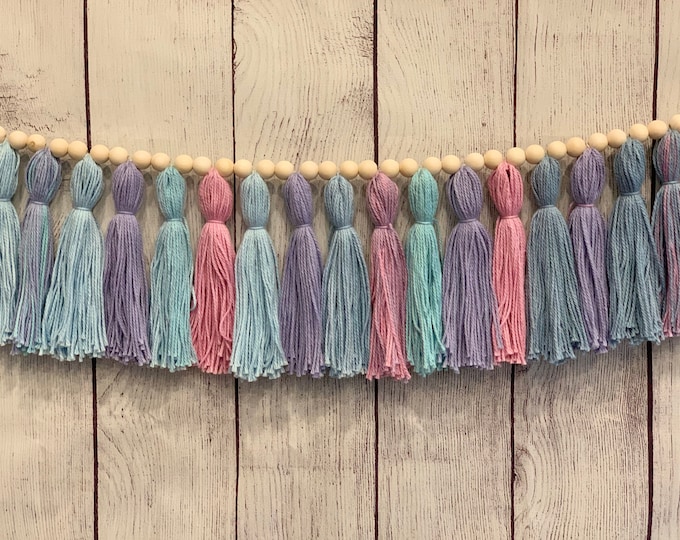 Featured listing image: Cotton Candy Tassel Garland | Tassel Banner