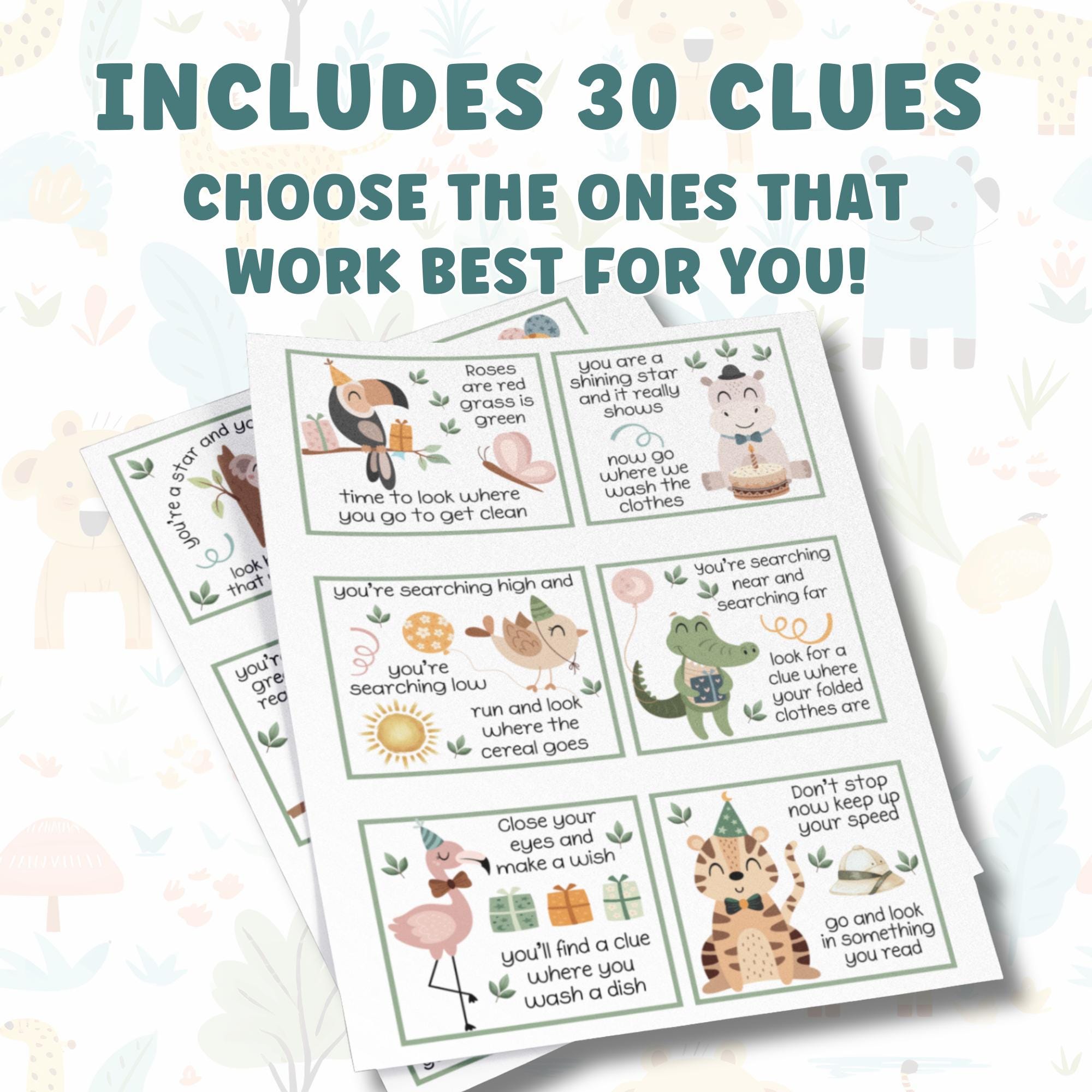 Safari Birthday Scavenger Hunt for Kids | Jungle Theme Printable ...
