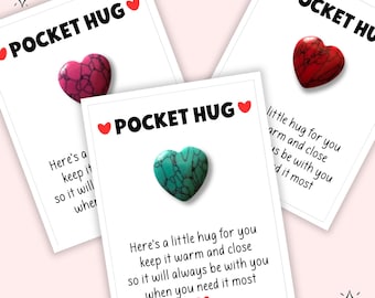 Pocket Hug Worry Stone Gift | Thinking of You College Graduation Friend Farewell Moving Going Away