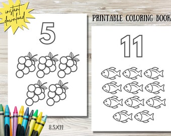 Printable Number Coloring Book | Toddler Busy Book | Preschool and Kindergarten Counting Activity | Homeschool Printable | First 123 Book