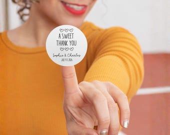Personalized Wedding Favor Stickers | Sweet Thank You Gift Bag Labels (2"x2")