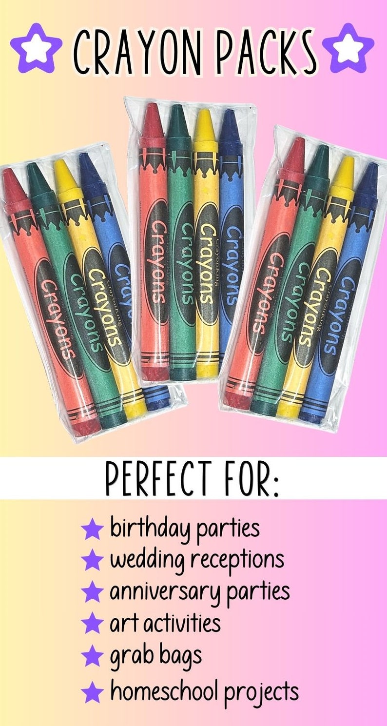 Bulk Crayons Coloring Crayons Bulk Wedding Favor Birthday Favor Kid Party Favor Kids Art Grab Bag Gift Nontoxic Crayon Packaged Crayon image 10