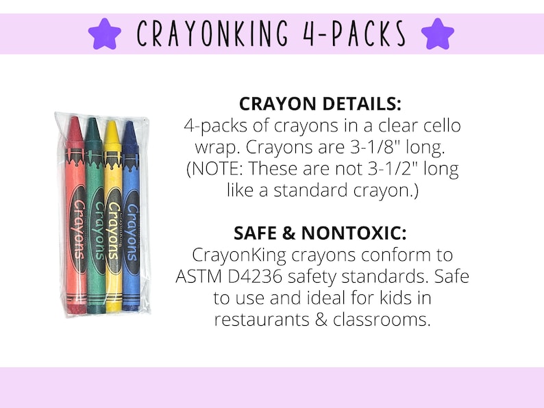 Bulk Crayons Coloring Crayons Bulk Wedding Favor Birthday Favor Kid Party Favor Kids Art Grab Bag Gift Nontoxic Crayon Packaged Crayon image 4