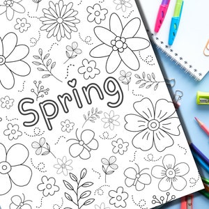 Printable Spring Coloring Page Spring Activity Adult - Etsy
