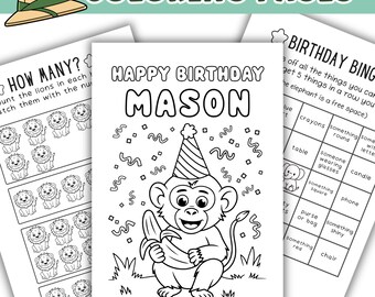 Safari Birthday Coloring Pages Book: Printable 25 Page Party Game Activity (Digital Download)