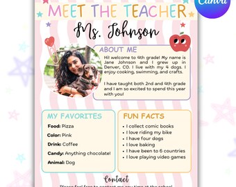 Meet the Teacher Template Canva Back to School Night Sign Open House Kindergarten Letter Flyer Welcome Letter Teacher Introduction