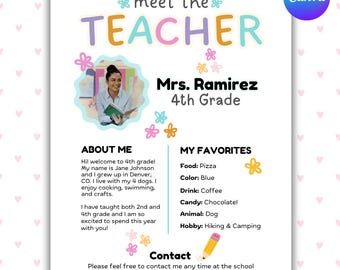 Meet the Teacher Template Canva Back to School Night Sign Open House Kindergarten Letter Flyer Welcome Letter Teacher Introduction