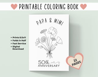 Personalized Anniversary Coloring Book, Kids Activity, Wedding Memory (Digital Download)