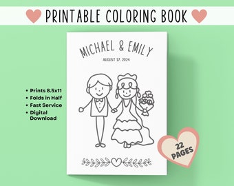 Western Rustic Wedding coloring activity book Printable Personalized Favor  Kids 8.5 x 11 PDF or JPEG TEMPLATE