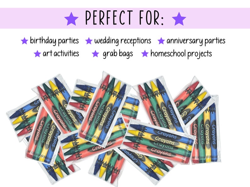 Bulk Crayons Coloring Crayons Bulk Wedding Favor Birthday Favor Kid Party Favor Kids Art Grab Bag Gift Nontoxic Crayon Packaged Crayon image 3