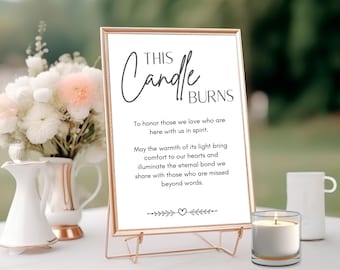 This Candle Burns Sign Printable Memorial Sign Wedding Printable Memory Wedding Sign In Loving Memory Sign Modern Wedding Sign Printable