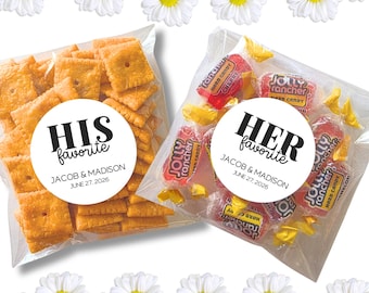 Custom Wedding Favors | His Favorite Her Favorite Stickers and Bags Personalized Party Favor