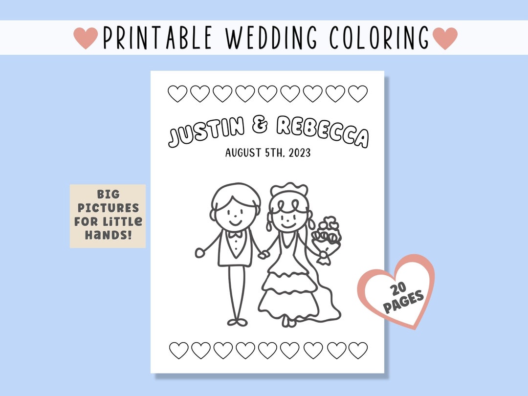 Personalized Wedding Toddler Coloring Wedding Coloring Book Printable  Wedding Favors Wedding Kids Coloring Personalized Wedding Favors 