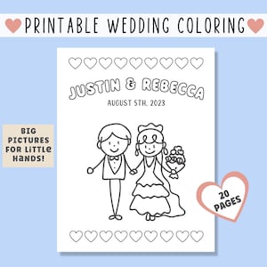 パーソナライズされた結婚式の幼児用ぬり絵 結婚式のぬり絵ブック 印刷可能な結婚式の記念品 結婚式の子供向けぬり絵 パーソナライズされた結婚式の記念品