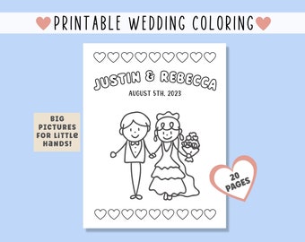 Personalized Wedding Toddler Coloring Wedding Coloring Book Printable Wedding Favors Wedding Kids Coloring Personalized Wedding Favors