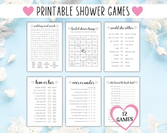 Bridal Shower Games Bundle: 12 Printable Activities Party Games (Digital Download)