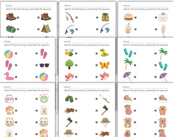 Matching Worksheets for Kids Toddlers Preschool Printable Summer Activity Match the Picture Busy Book Kindergarten Home School Education