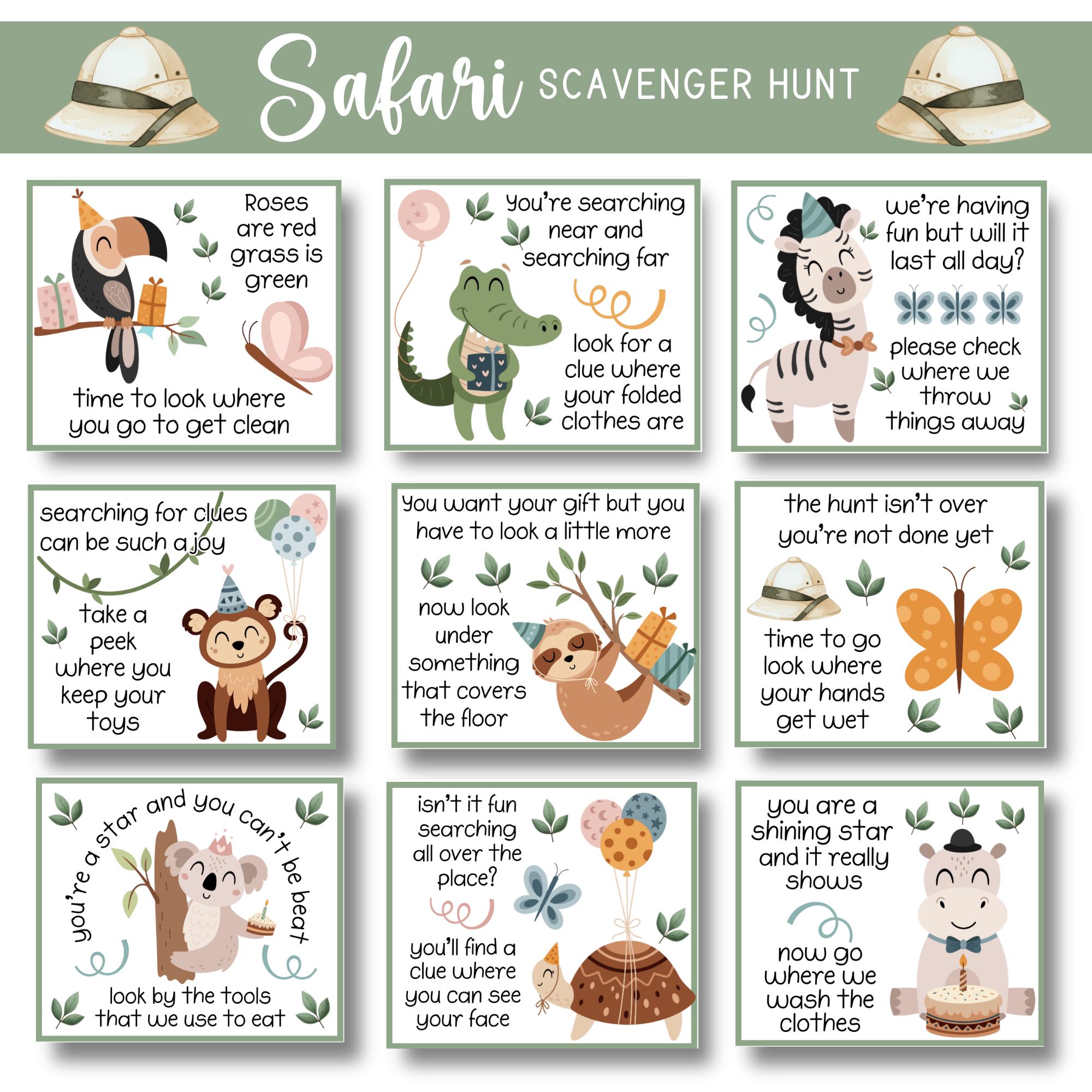 Safari Birthday Scavenger Hunt for Kids | Jungle Theme Printable ...
