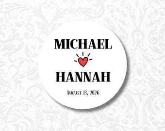 Personalized Wedding Favor Stickers, Custom Couple Name Labels, Engagement Party, Thank You Decal, Rehearsal Dinner, Bachelorette Party