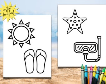 Summer Coloring Pages| Summer Birthday Party Activity for Kids| Summer Activity Book for Boys and Girls