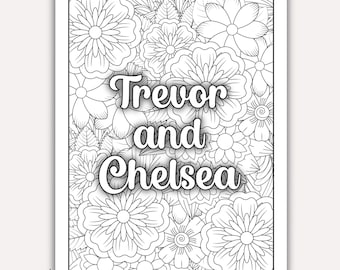 Personalized Wedding Coloring Page | Kids Activity, Custom Names (Digital Download)