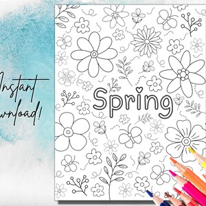 Printable Spring Coloring Page Spring Activity Adult - Etsy