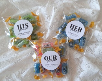 Personalized Wedding Favor Custom His Favorite Her Favorite Our Favorite Stickers and Bags Wedding Party Favors Wedding Candy Favors