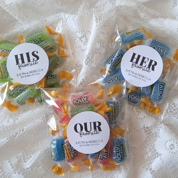 Personalized Wedding Favor Custom His Favorite Her Favorite Our Favorite Stickers and Bags Wedding Party Favors Wedding Candy Favors