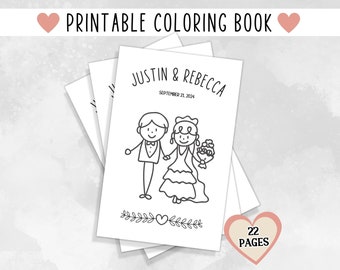 Personalized Wedding Coloring Book: Kids Reception Activities (Digital Download)