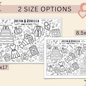 Custom Wedding Coloring Placemat: Kids' Activity (Digital Download) image 2