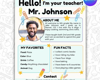 Meet the Teacher Template Canva Back to School Night Sign Open House Kindergarten Letter Flyer Welcome Letter Teacher Introduction