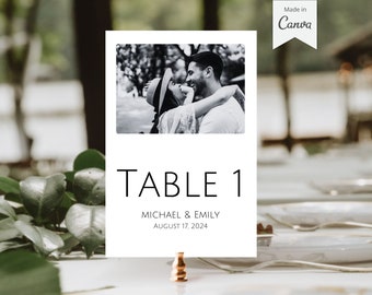 Wedding Templates Printable Wedding Table Numbers Modern Table Numbers Signs Photo Table Number Editable Wedding Table Number Sign Cards