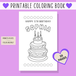 Personalized Birthday Coloring Book Custom Birthday Party Favors Kids Birthday Games Kids Activity Printable Kids Birthday Activity Sheets