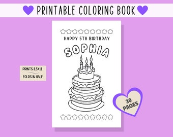 Livro de colorir de aniversário personalizado: jogos de festa infantil (download digital)
