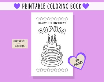 Personalized Birthday Coloring Book Custom Birthday Party Favors Kids Birthday Games Kids Activity Printable Kids Birthday Activity Sheets