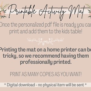 Custom Wedding Coloring Placemat: Kids' Activity (Digital Download) image 7
