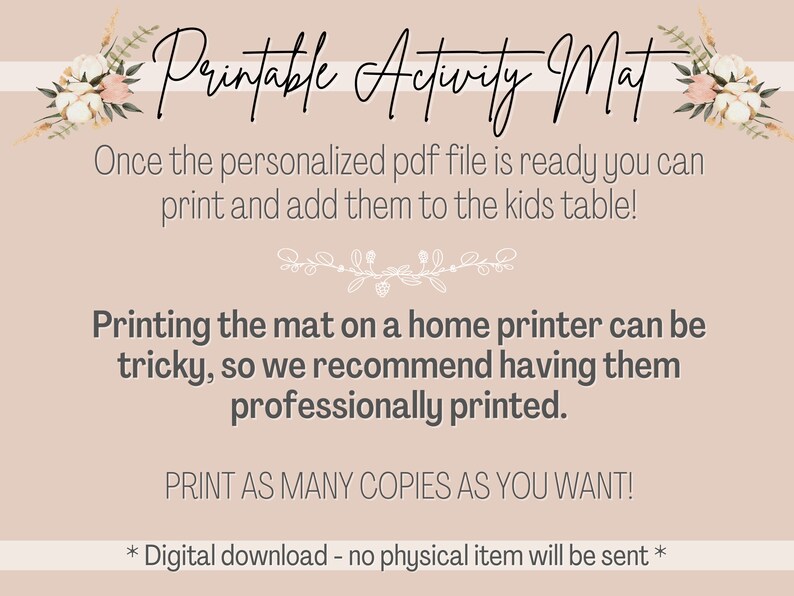 Custom Wedding Coloring Placemat: Kids' Activity (Digital Download) image 7