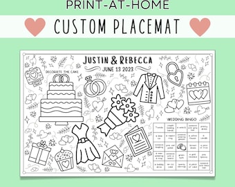 Aangepaste kleurplacemat voor bruiloft: kinderactiviteit (digitale download)