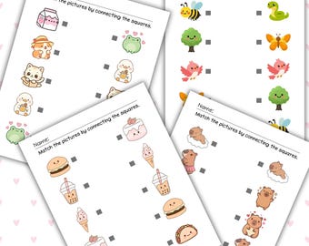 50 Matching Worksheets for Kids Toddlers Preschool Printable Summer Activity Match the Picture Busy Book Kindergarten Home School Education