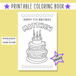 Personalized Birthday Coloring Book Custom Birthday Party Favors Kids Birthday Games Kids Activity Printable Kids Birthday Activity Sheets