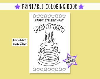 Livro de colorir de aniversário personalizado, jogos de festa infantil (download digital)