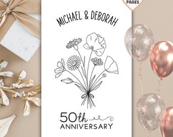 Anniversary Coloring Book, 20th 25th 50th Party Kids Activity (Custom Digital Download)