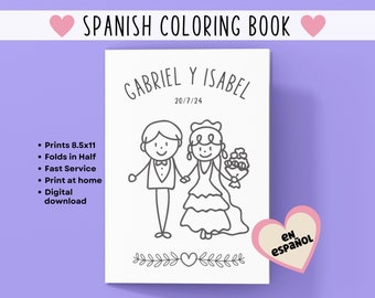Spanish Wedding Activity Book for Kids: Personalized Coloring Pages  (Printable Digital Download)